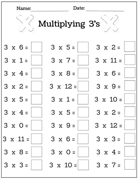multiply by 3 worksheet|Multiply by 3 Worksheet (printable, online, answers).
